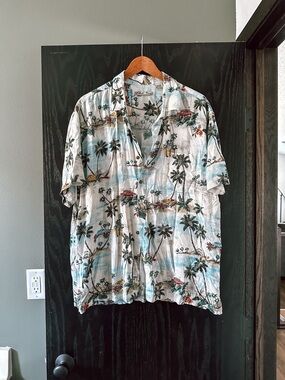 Tropical Palm Short-Sleeve Button-Down Shirt - Vintage Cars